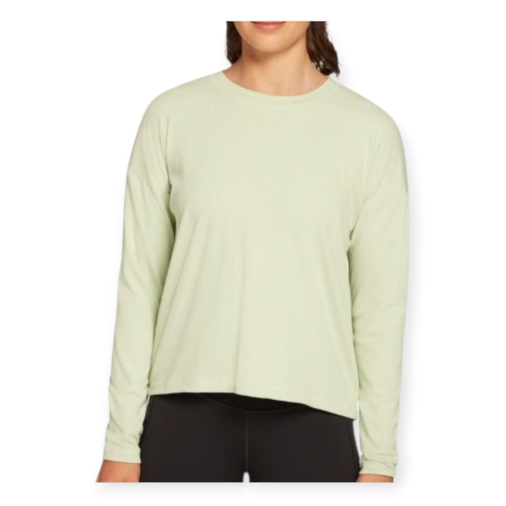 CALIA Women's Boxy Rib‎ Long Sleeve Top Fresh Sage Plus 3X NWT